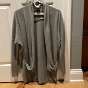 Women’s DKNY gray cardigan pocket sweater, size medium